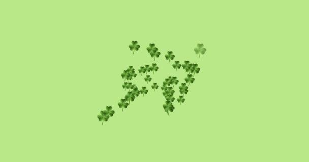 Digital Animation Multiple Clover Leaves Forming Green Background Happy Patricks — Stock Video