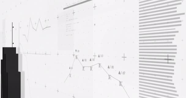 Animering Finansiell Databehandling Över Vit Bakgrund Global Verksamhet Anslutningar Digitalt — Stockvideo