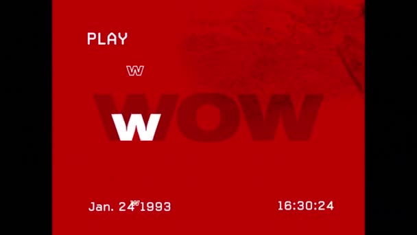Animation White Wow Text Glitch Changing Screens Retro Communication Social — Stock Video