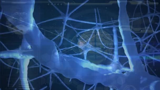 Tıbbi Simgeler Üzerinde Bağlantılar Nöronların Animasyonu Bulut Hesaplama Veri Işleme — Stok video