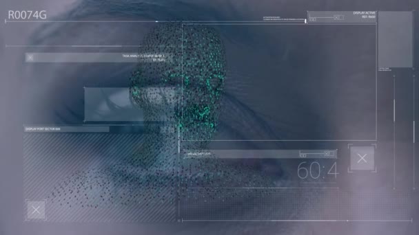 Animação Humano Digital Processamento Dados Sobre Olho Mulher Caucasiana Negócio — Vídeo de Stock