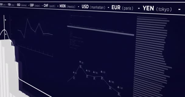 Animation Traitement Des Données Financières Sur Fond Noir Entreprise Mondiale — Video