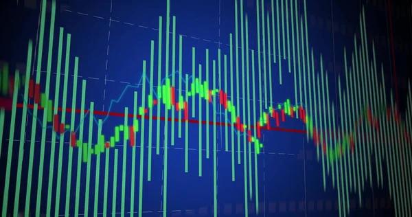 Bild Der Finanzdatenverarbeitung Auf Blauem Hintergrund Globales Geschäft Finanzen Verbindungen — Stockfoto