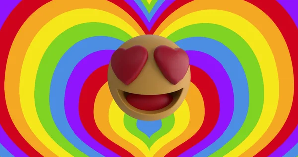 Obrázek Srdcí Emoji Ikony Duhovém Pozadí Pýcha Měsíc Koncepce Oslavy — Stock fotografie