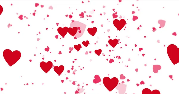 白い背景に赤いハートのアイコンのイメージ バレンタインデーロマンス愛の概念をデジタルで生成されたイメージ — ストック写真
