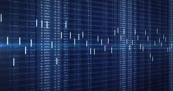 Borsa görüntüsü ve mavi arka plandaki rakamlar. küresel iş, finans, bağlantılar ve dijital arayüz konsepti dijital olarak oluşturulmuş görüntü.