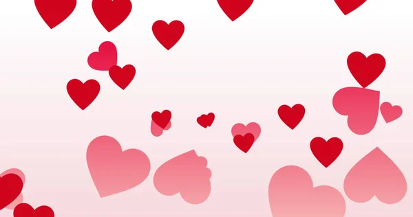 Afbeelding Van Rode Harten Pictogrammen Zweven Witte Achtergrond Valentijnsdag Romantiek — Stockfoto
