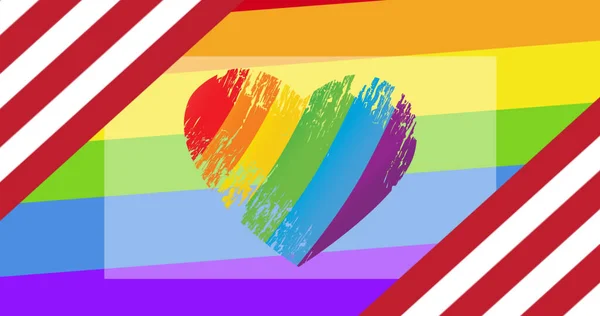 Immagine Bandiera Americana Cuore Arcobaleno Sfondo Arcobaleno Orgoglio Mese Concetto — Foto Stock