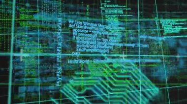 Veri işleme ve siyah zemin üzerindeki neon çizgilerinin animasyonu. Bilim ve veri işleme kavramı dijital olarak oluşturulmuş video.