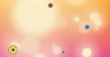 Çiçeklerin canlandırılması ve pembe arka planda ışık noktaları. doğa ve soyut arkaplan kavramı dijital olarak oluşturulmuş video.