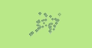 Yeşil arka planda oluşan çoklu yonca yapraklarının dijital animasyonu. Mutlu Aziz Patrick bayramı kutlaması..