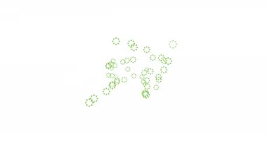 Yüzen çok sayıda yonca yaprağı ve beyaz arka planda sarı ışık izleri. Mutlu Aziz Patrick bayramı kutlaması..