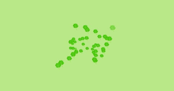 多重三叶草的数字动画在绿色背景下形成 快乐的圣帕特里克假日庆祝理念 — 图库视频影像