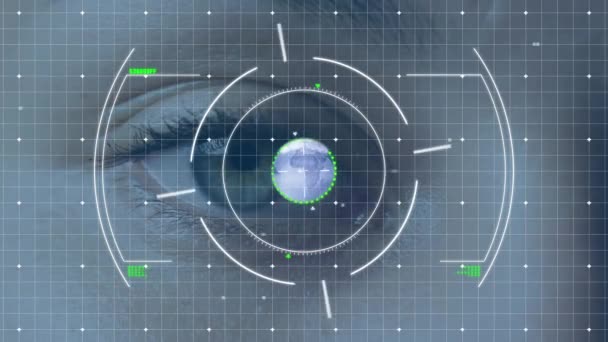 Animation Scope Scanning Globe Eye Caucasian Woman Global Digital Interface — Stock Video