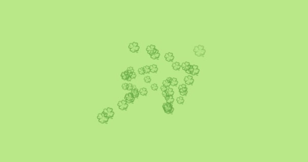 Digital Animation Multiple Clover Leaves Forming Green Background Happy Patricks — Stock Video