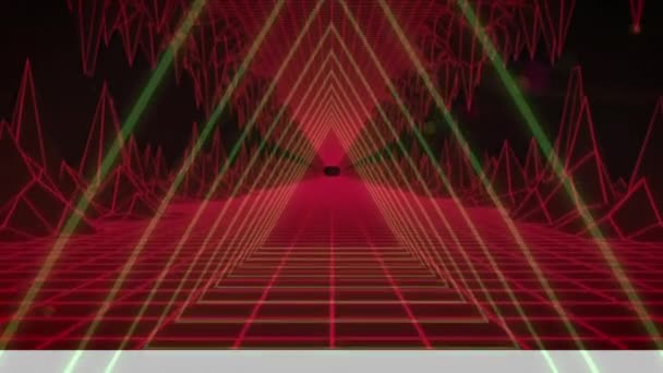 Animacja Trójkątów Cyfrowego Czerwonego Tunelu Metawersalna Abstrakcyjna Koncepcja Tła Wideo — Wideo stockowe