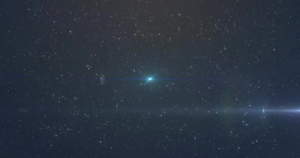 Animacja Świecącego Niebieskiego Światła Poruszającego Się Nad Punktami Światła Gwiazdami — Wideo stockowe