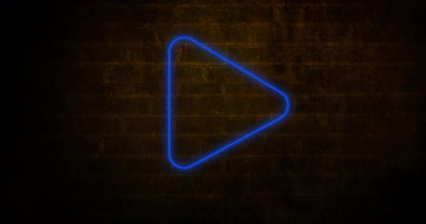 Animation Glowing Neon Arrow Icon Brick Wall Social Media Communication — Stock Video