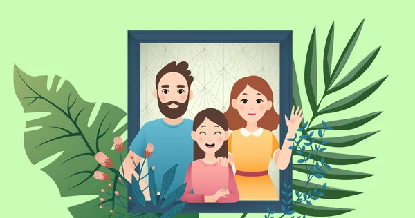 Afbeelding Van Familie Omarmen Groene Achtergrond Gelukkig Familie Liefde Ondersteuning — Stockfoto