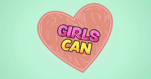 Samenstelling Van Tekstmeisjes Kan Boven Roze Hart Girl Power Positieve — Stockfoto