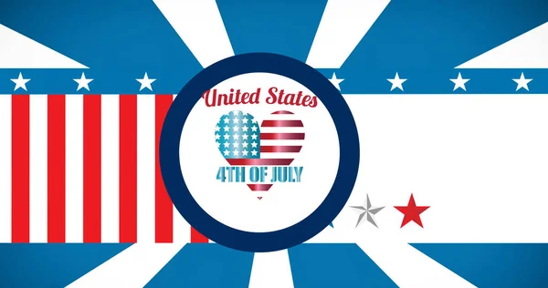 Image United States 4Th July Text Heart American Flag Patriotism — Stock Photo, Image