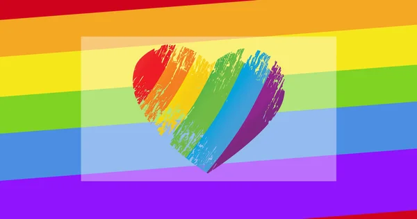 彩虹心在彩虹条纹上的图像 Lgbtq自豪与平等庆祝概念数字生成的图像 — 图库照片