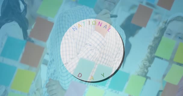 Animation Journée Nationale Des Autocollants Lettres Multicolores Sur Les Hommes — Video
