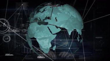 Karanlık arka planda bağlantı ağının animasyonu. küresel bağlantılar, iş dünyası, dijital arayüz, teknoloji ve ağ konsepti dijital olarak oluşturulmuş video.