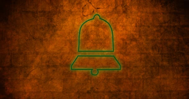 Анімація Сяючої Неонової Ікони Дзвінка Цегляній Стіні Соціальні Мережі Концепція — стокове відео