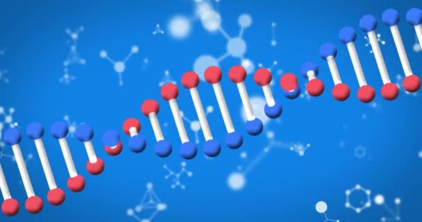 Animação Fiação Fio Dna Moléculas Fundo Azul Conceito Ciência Pesquisa — Vídeo de Stock