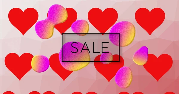 Bild Des Verkaufstextes Rahmen Über Herzen Hintergrund Retro Verkauf Einzelhandel — Stockfoto