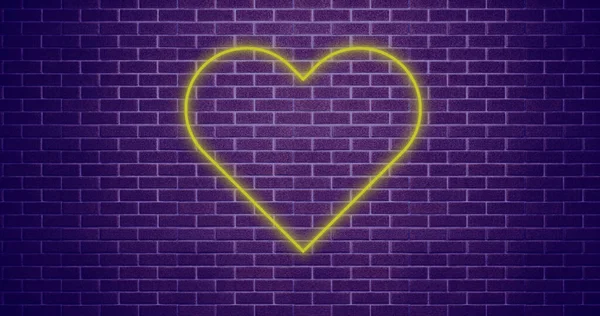 Image Icône Scintillante Médias Sociaux Coeur Sur Mur Briques Violettes — Photo