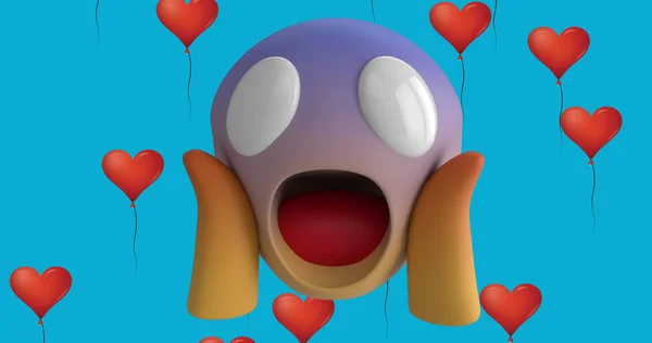 Imagen Emoji Impactado Icono Con Globos Rojos Del Corazón Iconos —  Fotos de Stock