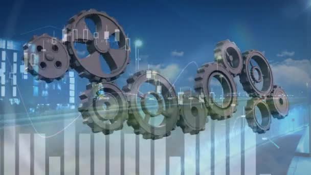Анімація Обробки Фінансових Даних Через Хмари Рухомі Коди Глобальний Бізнес — стокове відео