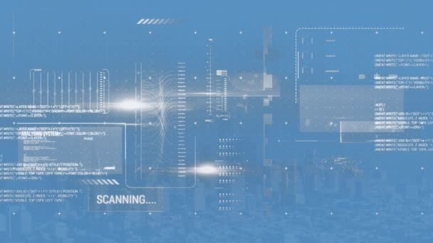 Анимация Обработки Данных Стрелок Над Городским Пейзажем Глобальная Коммуникация Концепция — стоковое видео