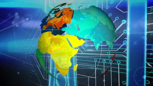 Animation Réseau Connexions Globe Sur Fond Sombre Connexions Mondiales Affaires — Video
