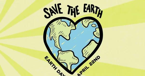 Image Heart Earth Writing Yellow Background Environment Sustainability Ecology Renewable — Stock Photo, Image