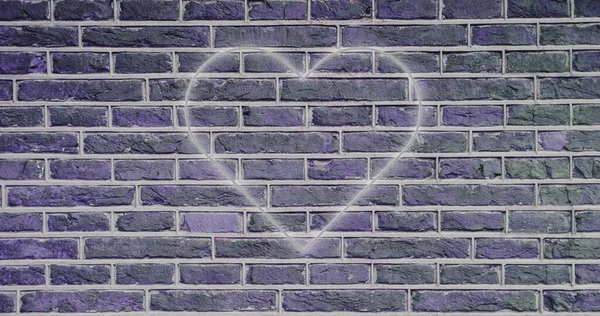 Изображение Мерцающей Иконки Неонового Сердца Фоне Кирпичной Стены Глобальные Социальные — стоковое фото