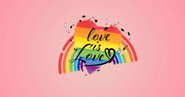 Afbeelding Van Liefde Liefde Tekst Regenboog Roze Achtergrond Lgbtq Trots — Stockfoto