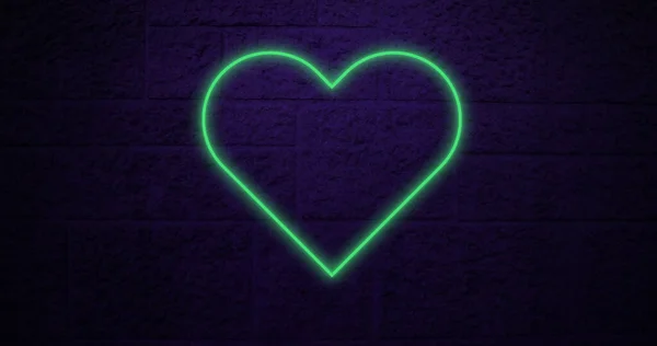 Immagine Icona Del Cuore Neon Tremolante Con Spazio Copia Sullo — Foto Stock