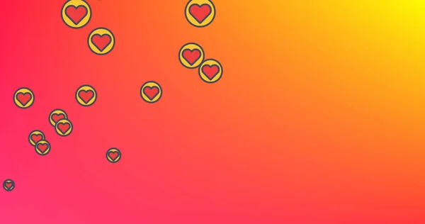 多个社交媒体的爱情情怀在红黄相间的画面 — 图库照片
