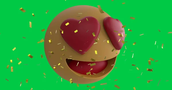 Immagine Cuore Rosso Amore Emoji Icona Sfondo Schermo Verde Con — Foto Stock
