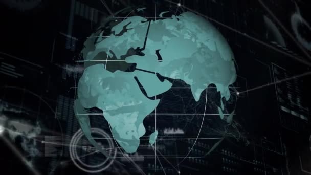 Animation Network Connections Globe Dark Background Global Connections Business Digital — Stock Video