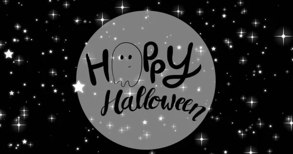 Composição Texto Halloween Feliz Sobre Céu Com Estrelas Halloween Tradição — Fotografia de Stock