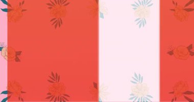 Pembe arka plandaki çiçeklerin üzerinde yüzde 50 'lik metin animasyonu. satış, perakende ve tasarruf konsepti dijital olarak oluşturulmuş video.