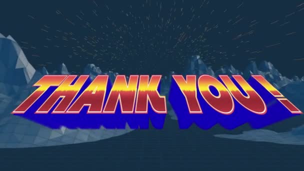 赤と青の文字でメタフな背景に感謝のアニメーション ビデオゲーム 回避と通信の概念デジタル生成されたビデオ — ストック動画