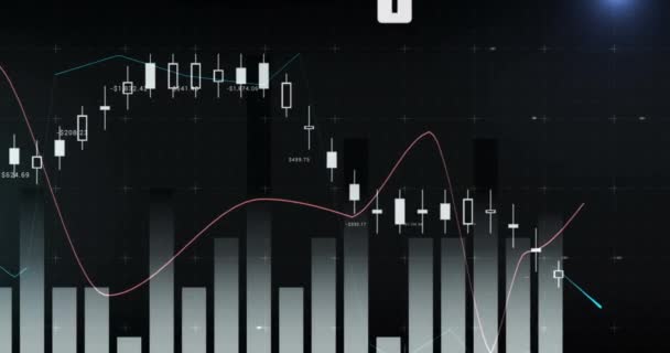 Animace Digitálního Rozhraní Měnícími Čísly Zpracování Finančních Údajů Zaznamenávání Statistik — Stock video