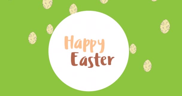 Animation Happy Easter Text Easter Eggs Green Background Easter Sunday — Stock Video