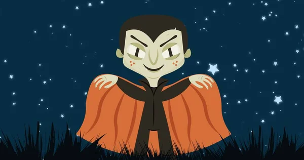Samenstelling Van Vampier Icoon Boven Hemel Met Sterren Halloween Traditie — Stockfoto