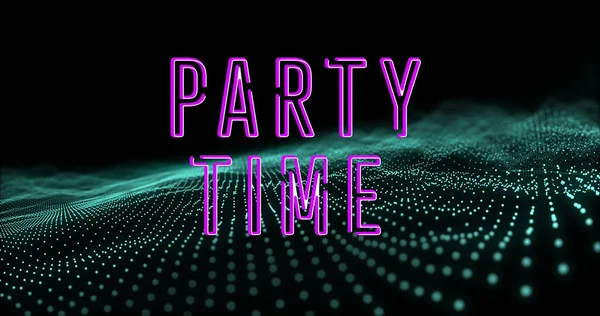 Bild Partytidens Text Över Vita Fläckar Sociala Medier Och Kommunikationsgränssnitt — Stockfoto